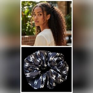 Elegant Black and White Luxury Double C Hair Scrunchie